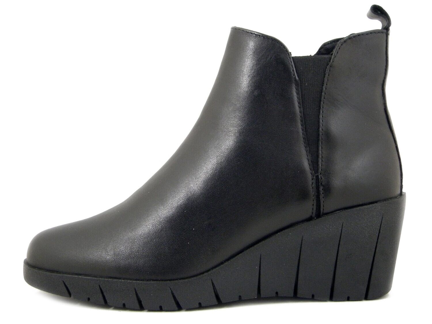 Stivaletti Donna in Pelle Nero, Zeppa Media 6 cm, SANDRA52