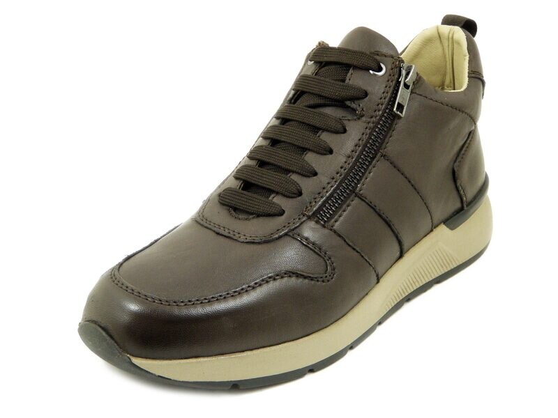 Sneakers Scarponcini Uomo in Pelle Marrone con Cerniera, Plantare Estraibile - Harry52