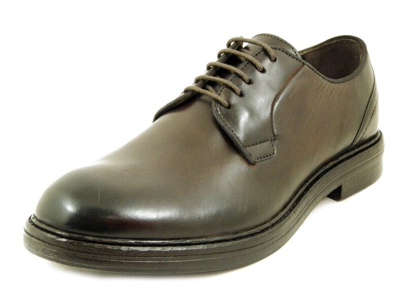 Scarpe Uomo Casual Eleganti Derby in Pelle Marrone, 001M