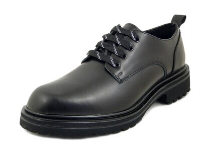 Scarpe Uomo Casual Derby in Pelle Nero Abrasivato, Plantare Estraibile, Pregunta - 232U113