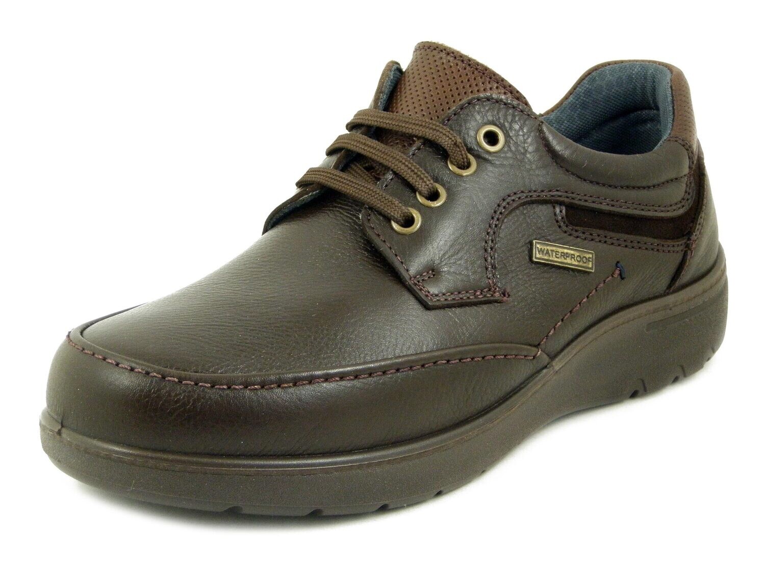 Scarpe Uomo Derby Waterproof in Pelle Marrone, Plantare Estraibile, Pianta Comoda, LUISETTI - 31011