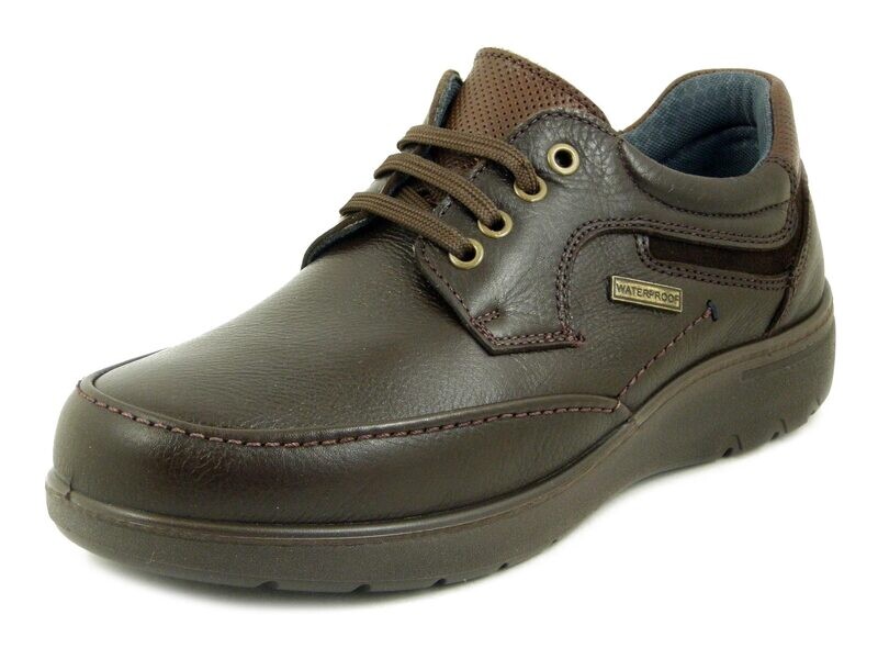Scarpe Uomo Derby Waterproof in Pelle Marrone, Plantare Estraibile, Pianta Comoda, LUISETTI - 31011