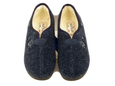 FlyFlot, Pantofole Donna Chiuse Invernali in Tessuto Blu, Imbottitura in Lana, Zeppa Bassa, N3Q08 FlyFlot, Pantofole Donna Chiuse Invernali in Tessuto Blu, Imbottitura in Lana, Zeppa Bassa, N3Q08