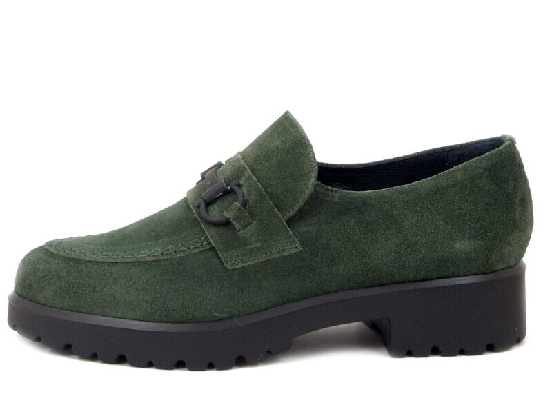 Mocassini Donna in Pelle Camoscio Verde, Tacco Basso, Osvaldo Pericoli - 23182 Mocassini Donna in Pelle Camoscio Verde, Tacco Basso, Osvaldo Pericoli - 23182