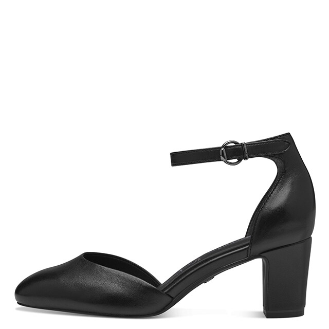 Decolleté Scarpe Donna Aperte con Cinturino in Pelle Nero, Pianta Comoda, Tacco Medio 6 cm, TAMARIS - 22401 Decolleté Scarpe Donna Aperte con Cinturino in Pelle Nero, Pianta Comoda, Tacco Medio 6 cm, TAMARIS - 22401