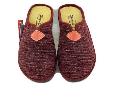 Pantofole Donna Invernali in Tessuto Rosso Bordeaux, Plantare in Pelle Estraibile, Zeppa Bassa - ROSITA Pantofole Donna Invernali in Tessuto Rosso Bordeaux, Plantare in Pelle Estraibile, Zeppa Bassa - ROSITA