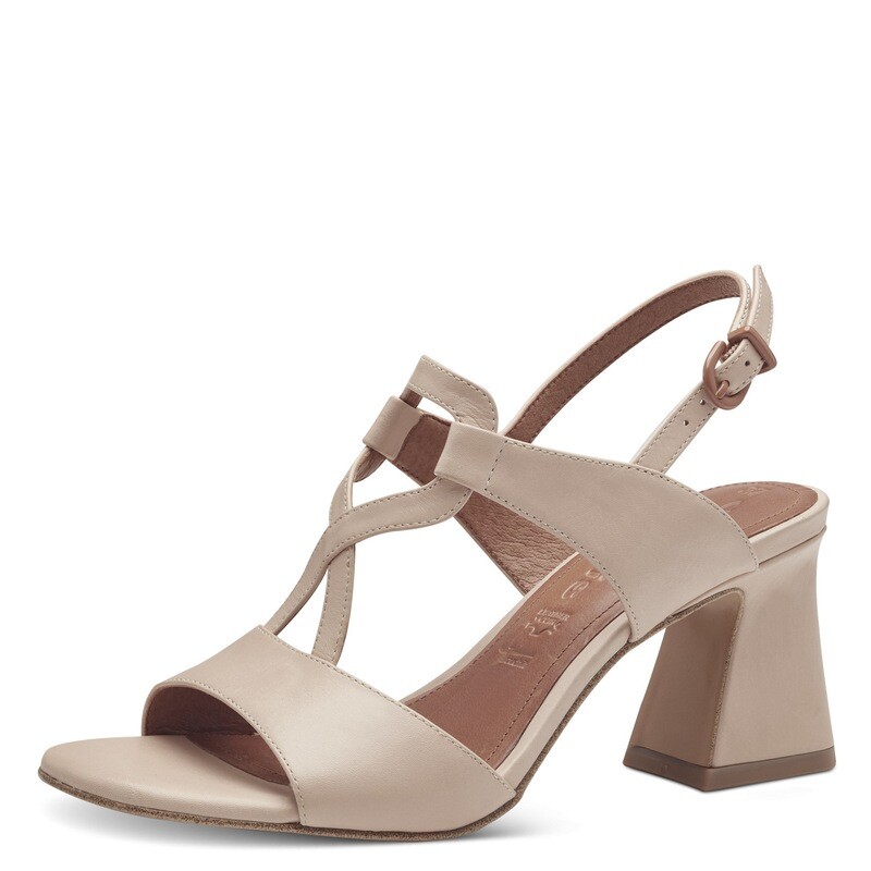 Sandali Donna in Pelle Beige, Tacco Medio 7 cm, TAMARIS - 28379 Sandali Donna in Pelle Beige, Tacco Medio 7 cm, TAMARIS - 28379