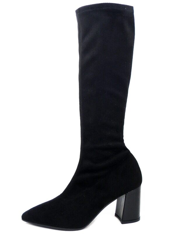 Stivali Donna Elasticizzati in Eco Camoscio Nero, Tacco Medio 7 cm, Vernissage by Soffice Sogno - 20927
