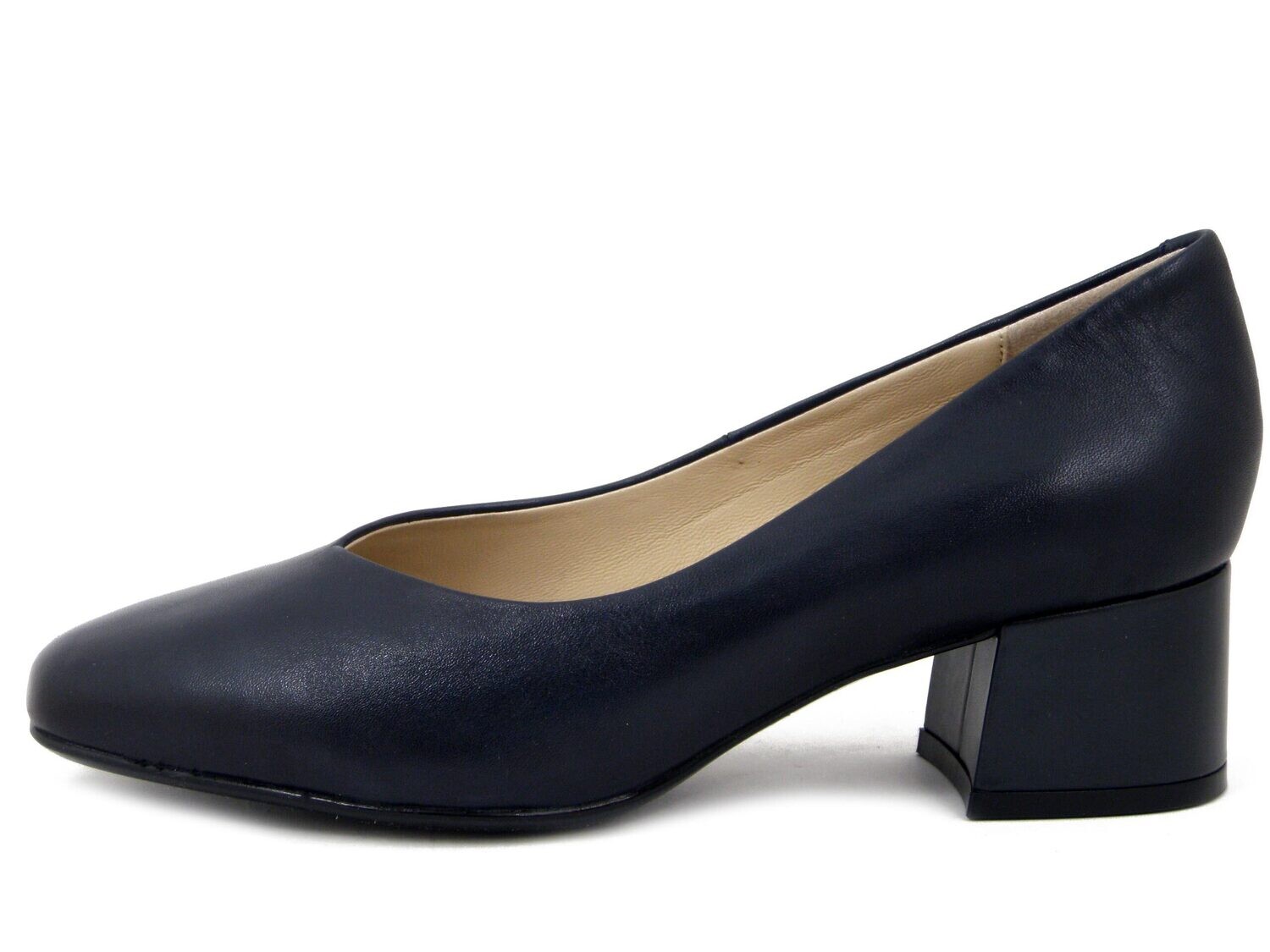 Scarpe Donna Decolletè in Pelle Nappa Blu Scuro, Tacco Basso 4 cm, CAPRICE - 22315