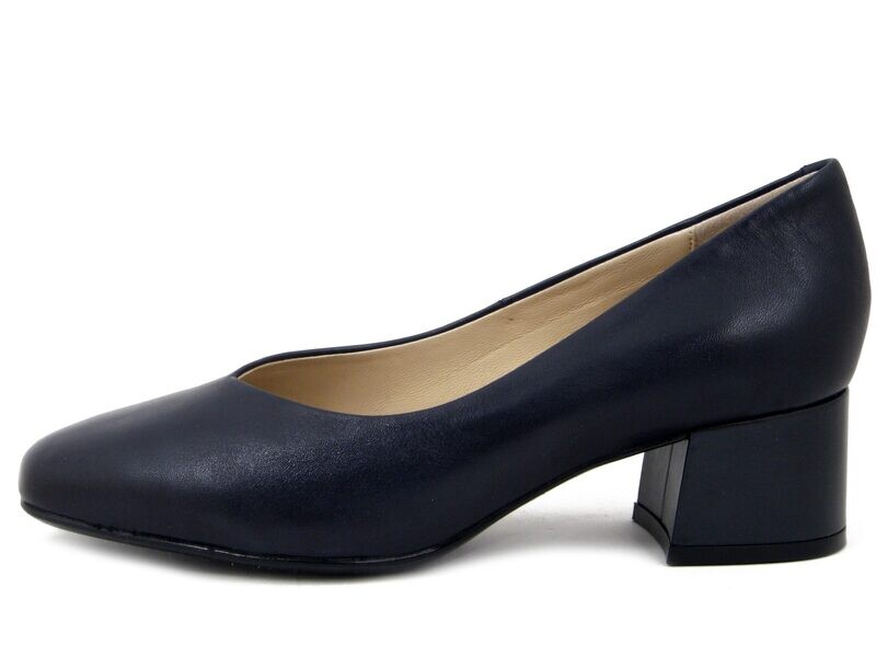 Scarpe Donna Decolletè in Pelle Nappa Blu Scuro, Tacco Basso 4 cm, CAPRICE - 22315