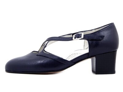 Osvaldo Pericoli, Decolleté aperte con Cinturino in Pelle Nappa Blu, Linea Comfort Pianta Larga, Tacco Basso, 500T40 Osvaldo Pericoli, Decolleté aperte con Cinturino in Pelle Nappa Blu, Linea Comfort Pianta Larga, Tacco Basso, 500T40