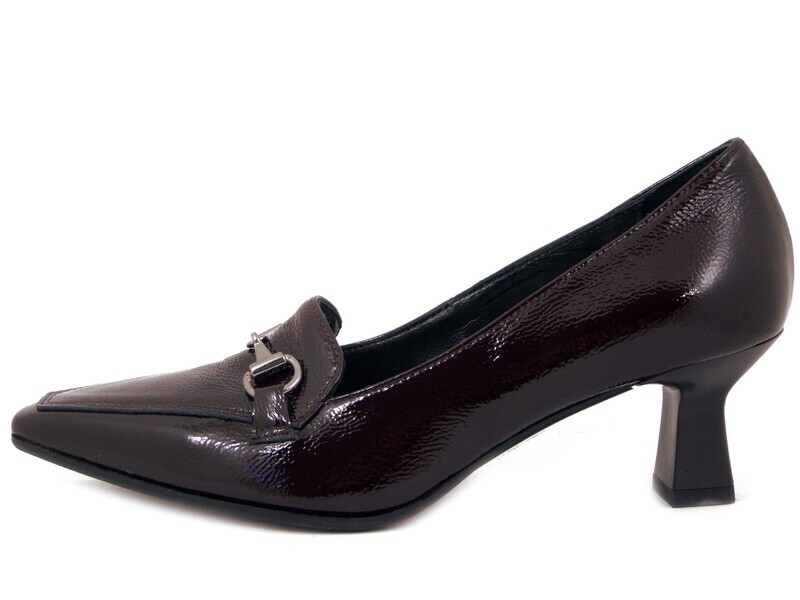 Vernissage by Soffice Sogno, Scarpe Donna Mocassino in Pelle Lucida Bordeaux, Tacco Medio 6 cm