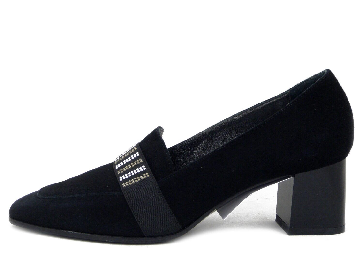 Mocassini Donna in Pelle Camoscio Nero, Tacco Medio 5 cm, Vernissage by Soffice Sogno - 22554NE