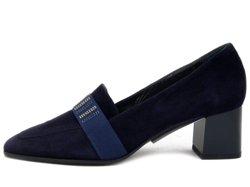 Mocassini Donna in Pelle Camoscio Blu, Tacco Medio 5 cm, Vernissage by Soffice Sogno - 22554BL
