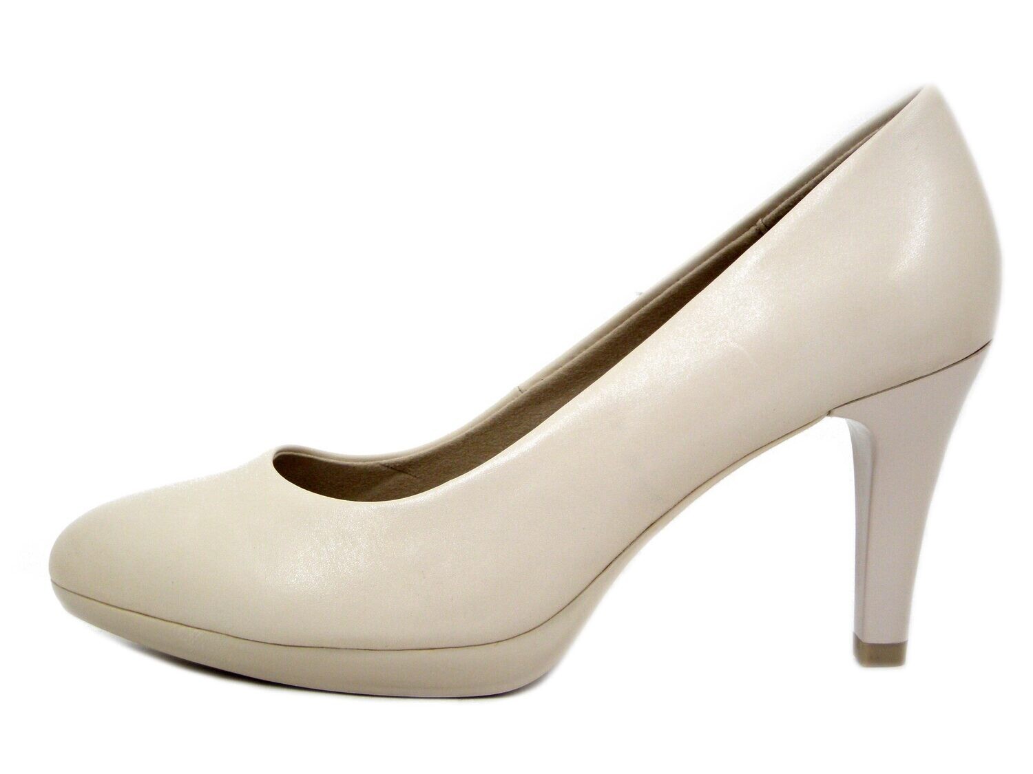 Decolletè in Pelle Nappa Beige, Tacco Alto 8 cm e Plateau, CAPRICE - 22414