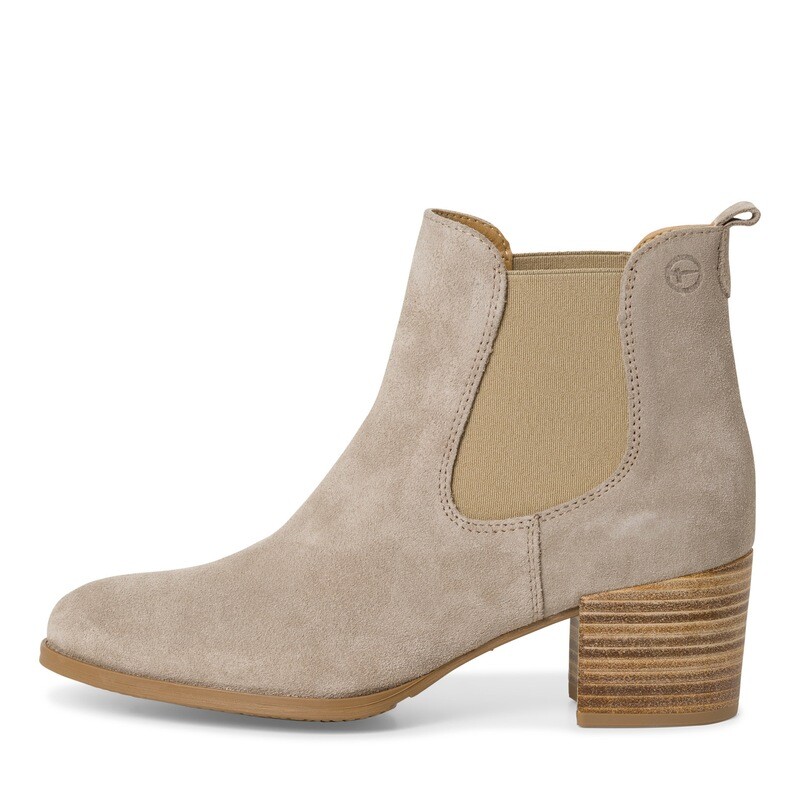 Stivaletti Donna Estivi in Pelle Camoscio Beige, Tacco Medio 6 cm, Tamaris - 25342 Stivaletti Donna Estivi in Pelle Camoscio Beige, Tacco Medio 6 cm, Tamaris - 25342