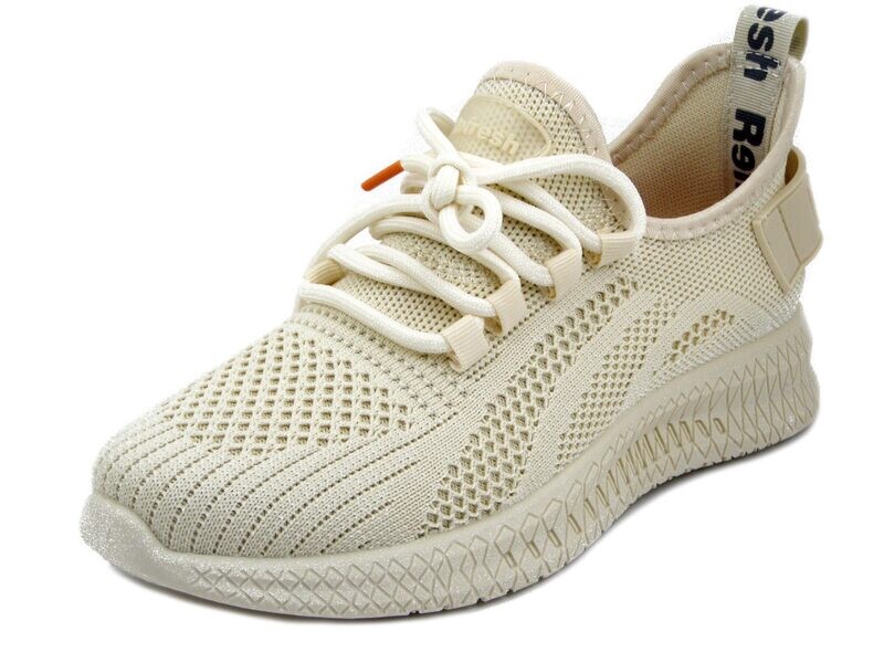 Sneakers Donna in Tessuto Beige Panna, Plantare in Memory Estraibile, REFRESH - 171608 Sneakers Donna in Tessuto Beige Panna, Plantare in Memory Estraibile, REFRESH - 171608