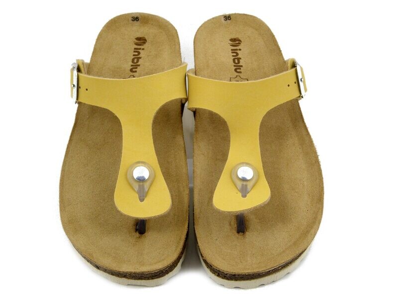 Infradito Donna in Eco Pelle Giallo, Sottopiede Anatomico Vera Pelle, INBLU - NM35 Infradito Donna in Eco Pelle Giallo, Sottopiede Anatomico Vera Pelle, INBLU - NM35