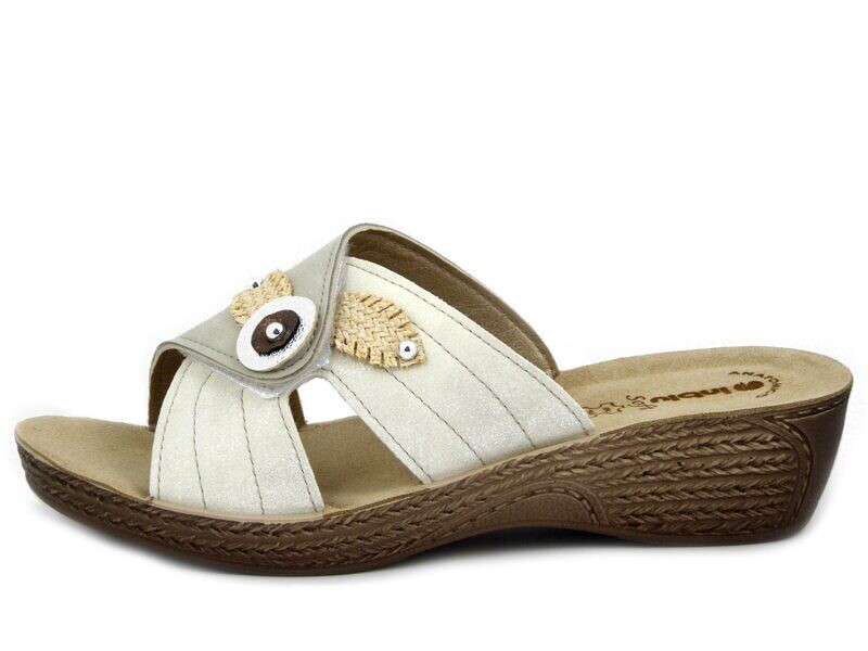 Ciabatte Donna in Eco Pelle Bianco con Strap, Zeppa Bassa, Sottopiede Vera Pelle, INBLU - GL59 Ciabatte Donna in Eco Pelle Bianco con Strap, Zeppa Bassa, Sottopiede Vera Pelle, INBLU - GL59