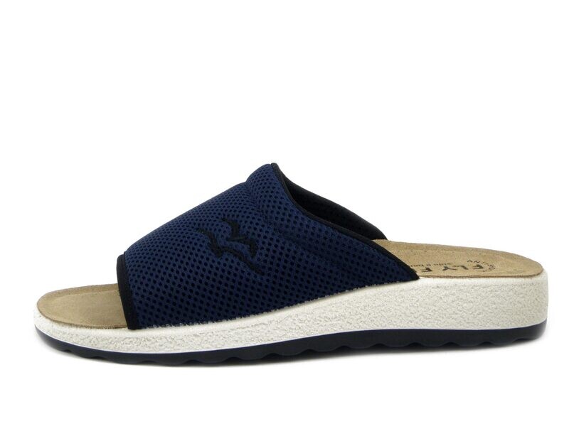 Ciabatte Uomo Estive in Tessuto Blu, Sottopiede Anatomico in Vera Pelle, FLYFLOT - 52230 Ciabatte Uomo Estive in Tessuto Blu, Sottopiede Anatomico in Vera Pelle, FLYFLOT - 52230