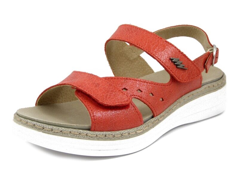 Sandali Donna Linea Ortopedica in Pelle Rosso, Doppio Strap, Plantare Estraibile, STILEDIVITA - 8310 Sandali Donna Linea Ortopedica in Pelle Rosso, Doppio Strap, Plantare Estraibile, STILEDIVITA - 8310