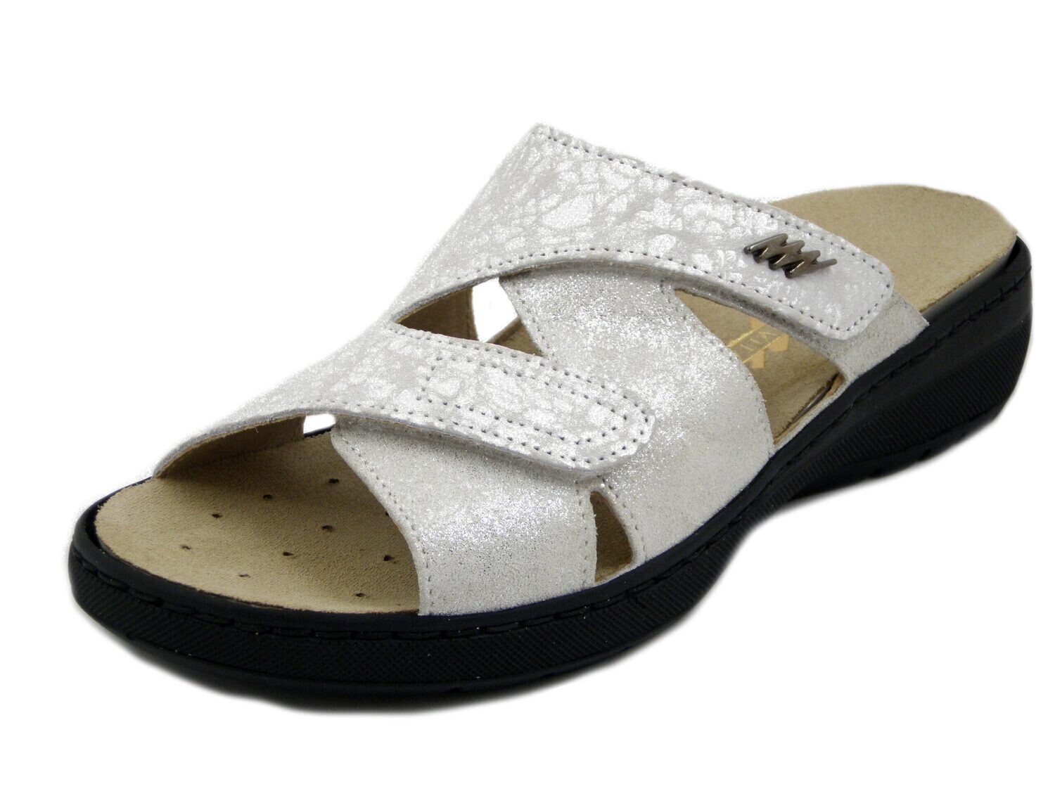Ciabatte Donna Linea Ortopedica in Pelle Bianco, Doppio Strap, Plantare Estraibile, STILEDIVITA - 81941029