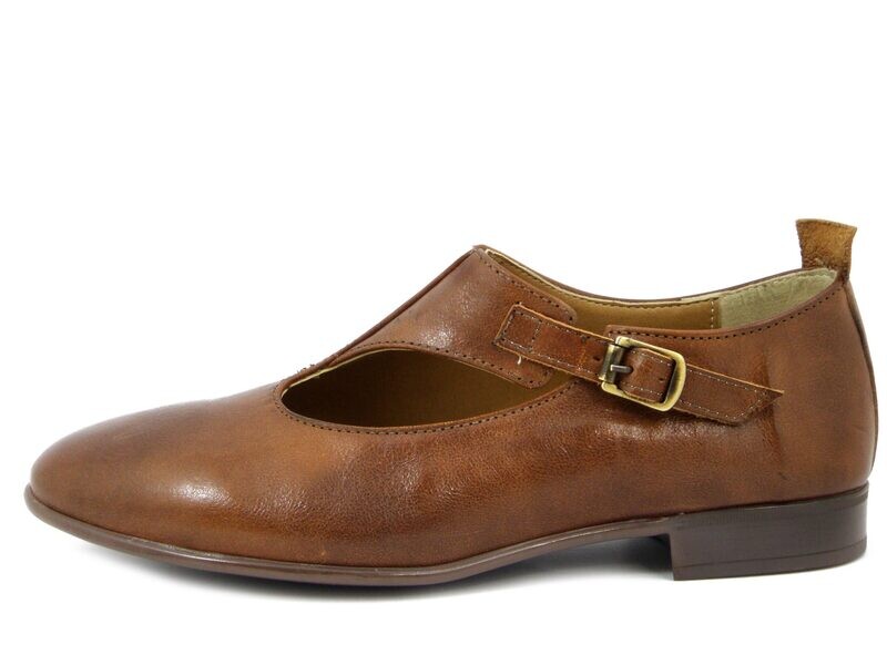 Ballerine Donna in Pelle Marrone Cuoio, Tacco Basso, Osvaldo Pericoli - BRISTOL51 Ballerine Donna in Pelle Marrone Cuoio, Tacco Basso, Osvaldo Pericoli - BRISTOL51