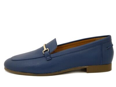Mocassini Donna in Pelle Blu, Tacco Basso, Osvaldo Pericoli - ANK40 Mocassini Donna in Pelle Blu, Tacco Basso, Osvaldo Pericoli - ANK40