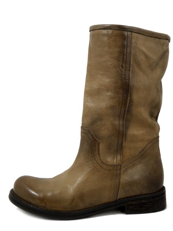 Stivali Donna in Pelle Beige, Tacco Basso, Made in Italy, Osvaldo Pericoli - 5555 Stivali Donna in Pelle Beige, Tacco Basso, Made in Italy, Osvaldo Pericoli - 5555
