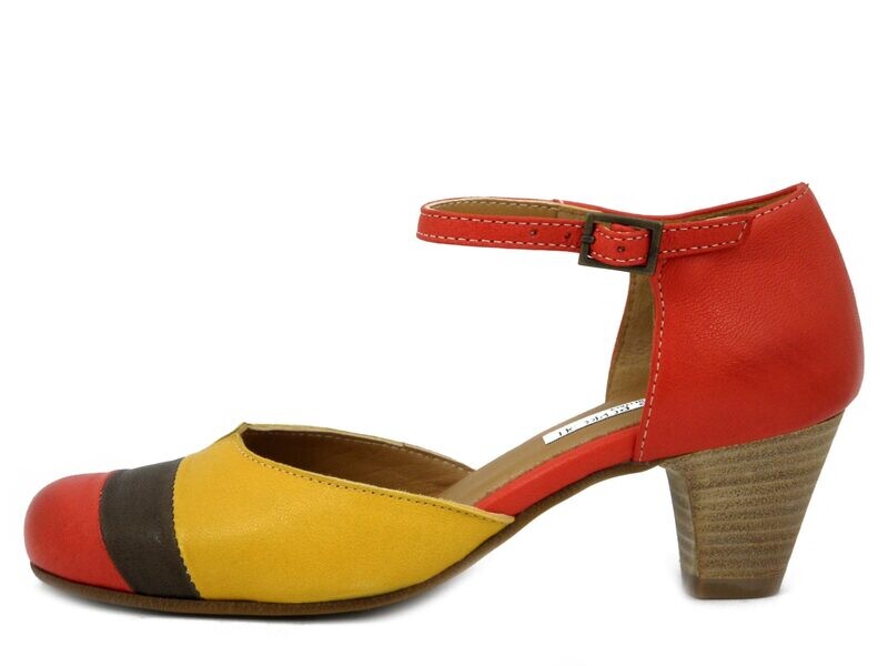 Scarpe Donna Decolleté Aperte con Cinturino in Pelle Multicolore, Tacco Basso, Osvaldo Pericoli - 750 Scarpe Donna Decolleté Aperte con Cinturino in Pelle Multicolore, Tacco Basso, Osvaldo Pericoli - 750