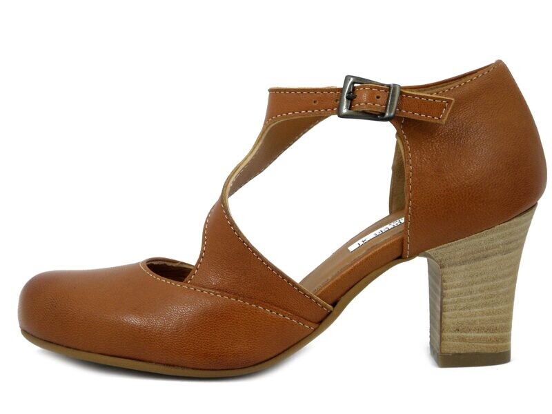 Scarpe Donna Decolleté Aperte con Cinturino in Pelle Marrone, Tacco Medio, Osvaldo Pericoli - 751 Scarpe Donna Decolleté Aperte con Cinturino in Pelle Marrone, Tacco Medio, Osvaldo Pericoli - 751