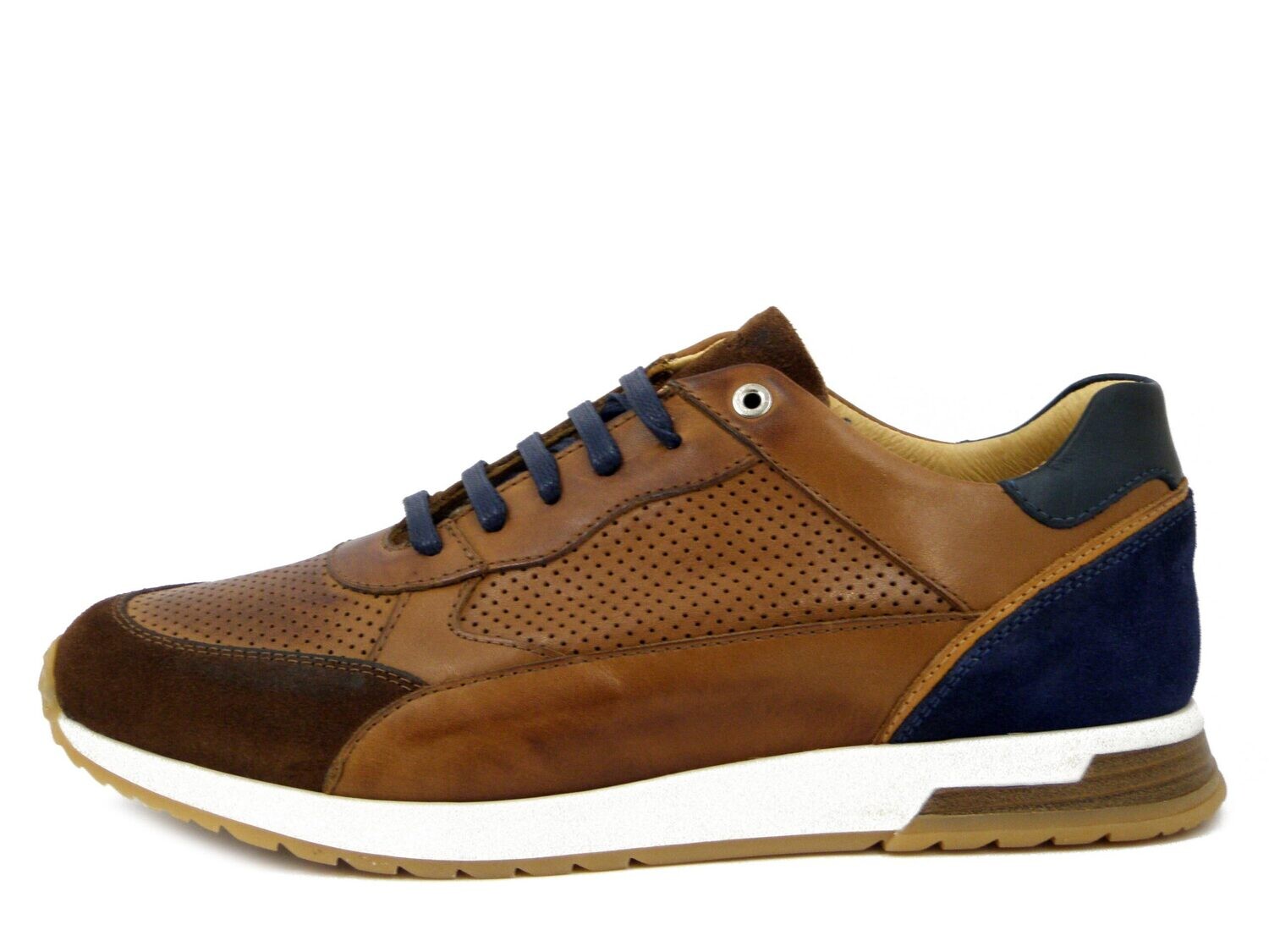 Sneakers Uomo in Pelle Marrone, Plantare Estraibile, Made in Italy, EXTON - 388