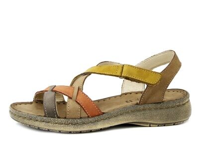 Sandali Donna in Pelle Multicolore, Zeppa Bassa, Pianta Comoda, Walk in The City - 47610 Sandali Donna in Pelle Multicolore, Zeppa Bassa, Pianta Comoda, Walk in The City - 47610