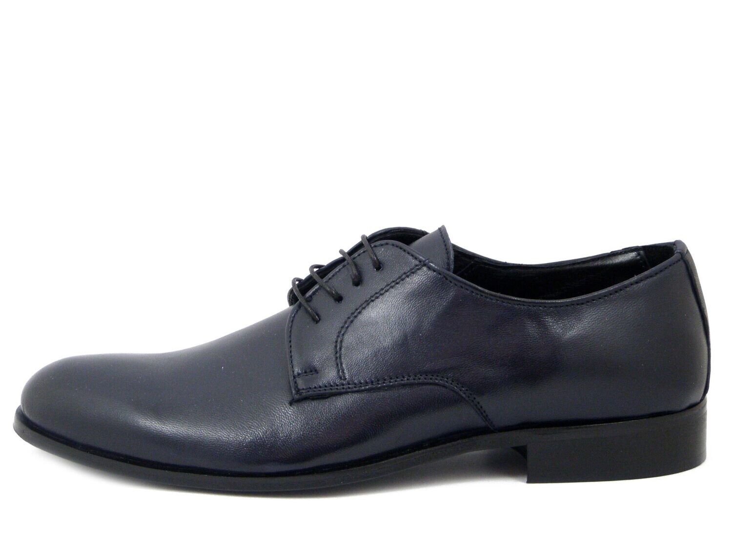 Scarpe Uomo Derby Elegante in Pelle Blu, Made in Italy, 320BL