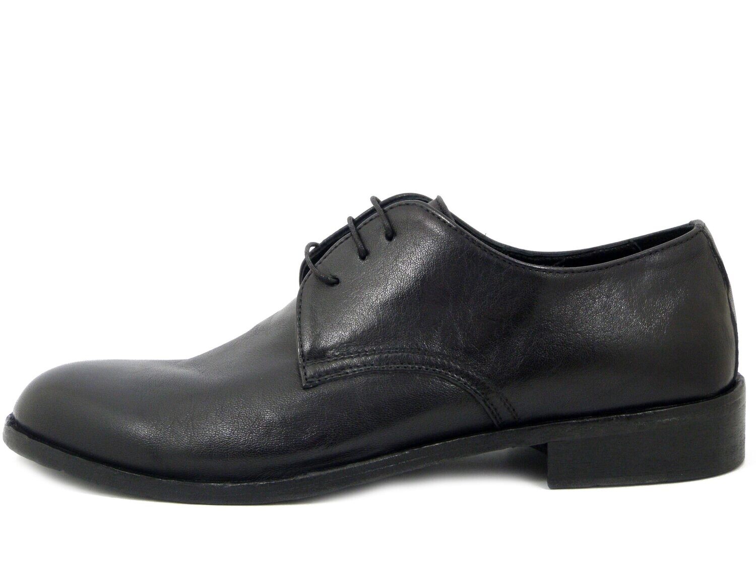 Scarpe Uomo Derby Casual Elegante in Pelle Nero, Made in Italy, Osvaldo Pericoli - F12
