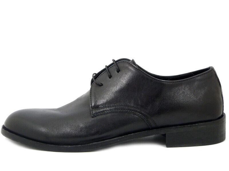 Scarpe Uomo Derby Casual Elegante in Pelle Nero, Made in Italy, Osvaldo Pericoli - F12