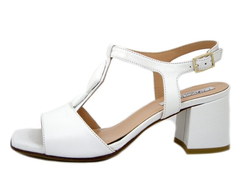 Sandali Donna in Pelle Bianco, Tacco Medio 6 cm, Osvaldo Pericoli - 24244 Sandali Donna in Pelle Bianco, Tacco Medio 6 cm, Osvaldo Pericoli - 24244