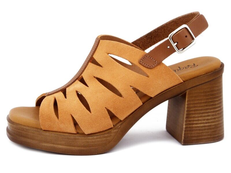 Sandali Donna in Pelle Camoscio Arancio, Tacco Medio 7 cm e Plateau, Raquel Perez - 20785 Sandali Donna in Pelle Camoscio Arancio, Tacco Medio 7 cm e Plateau, Raquel Perez - 20785