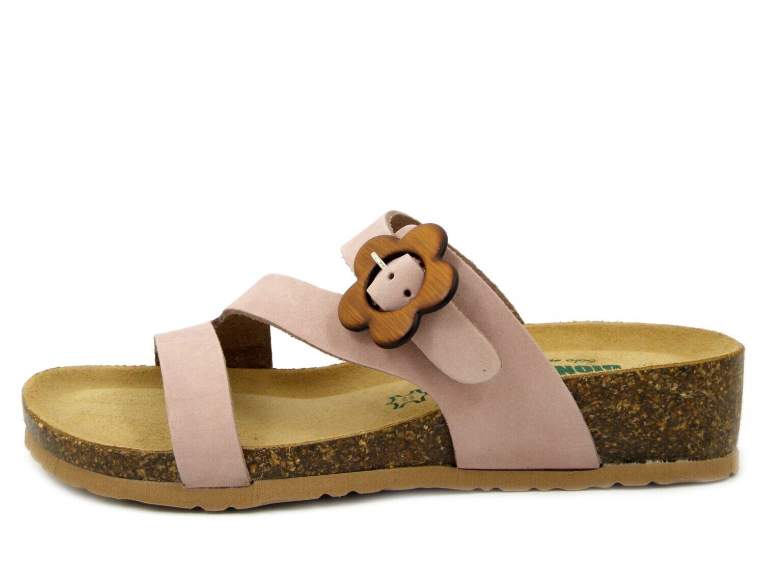 Sandali Ciabatta Donna in Pelle Rosa, Zeppa Bassa, BIONATURA - 12A2038I