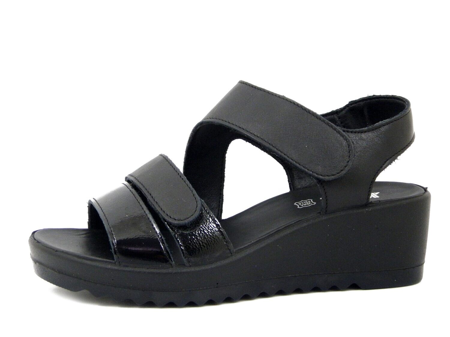 Sandali Donna in Pelle Nero con Strap, Zeppa Media 5 cm e Plateau, Imac - 557530