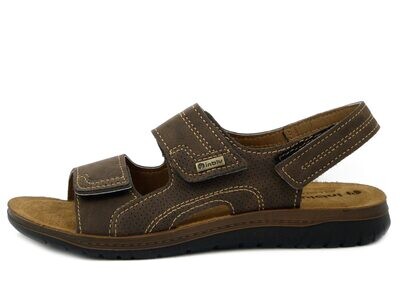 Sandali Uomo in Eco Pelle Marrone con Doppio Strap, Sottopiede Vera Pelle, Inblu - ID13