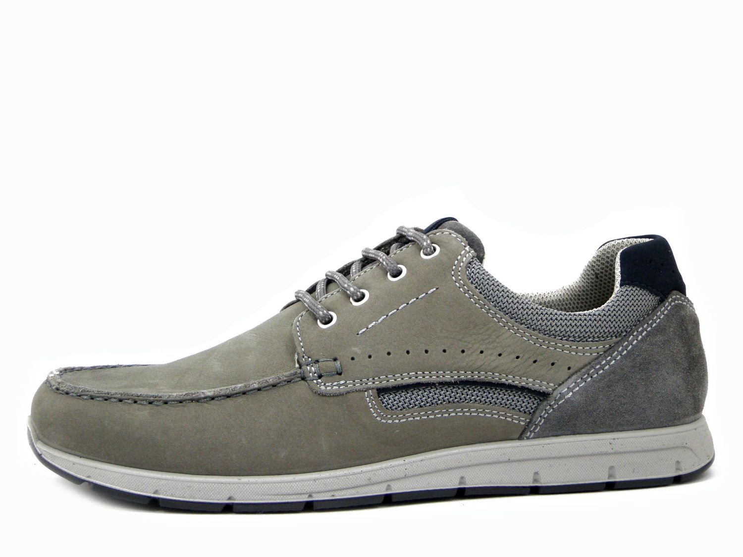 Scarpe Uomo in Pelle Nabuk Grigio, Sottopiede Estraibile, Pianta Comoda, IMAC - 551360