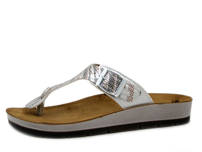 Infradito Donna in Eco Pelle Argento, Sottopiede Anatomico Vera Pelle, INBLU - CP46 Infradito Donna in Eco Pelle Argento, Sottopiede Anatomico Vera Pelle, INBLU - CP46