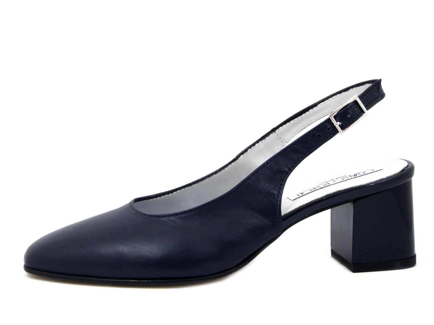 Scarpe Donna DecolletÃ¨ Sling Back in Pelle Blu, Tacco Medio 5 cm, Osvaldo Pericoli - 23520