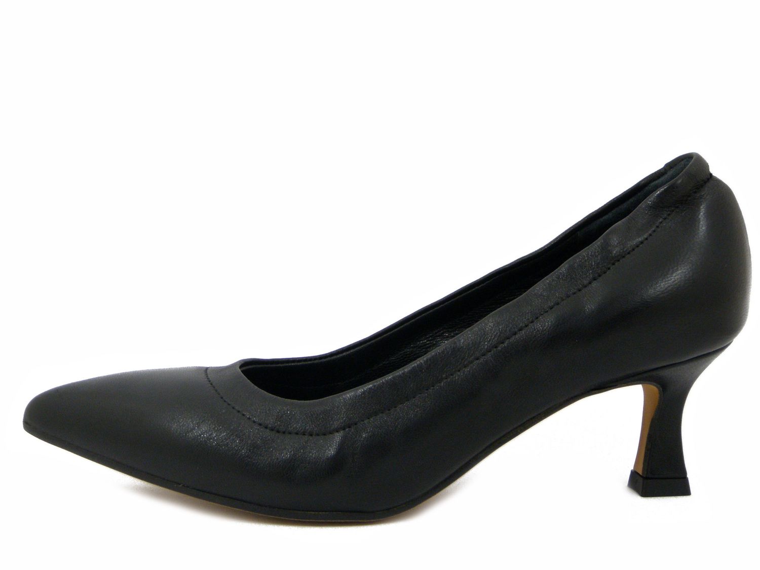 Scarpe Donna Decolleté in Pelle Nappa Nero, Lavorazione Sacchetto, Tacco Medio 5 cm, Osvaldo Pericoli - 5110
