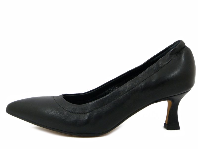 Scarpe Donna Decolleté in Pelle Nappa Nero, Lavorazione Sacchetto, Tacco Medio 6 cm, Osvaldo Pericoli - 5110