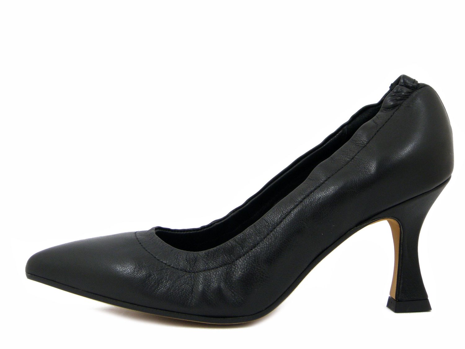 Scarpe Donna DecolletÃ© in Pelle Nappa Nero, Lavorazione Sacchetto, Tacco Medio, Osvaldo Pericoli - 9010