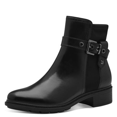 Stivaletti Donna in Pelle Nero, Tacco Basso 3 cm, Tamaris - 25425