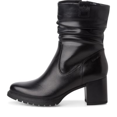 Stivaletti Donna in Pelle Nero, Tacco Medio 6 cm e Plateau, Tamaris - 25367