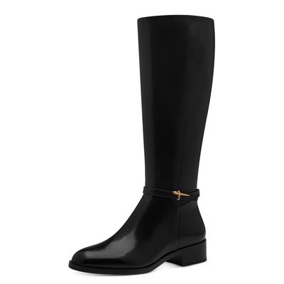 Stivali Donna al ginocchio in Pelle Nero, Tacco Basso, Tamaris - 25529